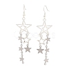 304 Stainless Steel Star Dangle Earrings EJEW-TA00624-1