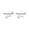 Brass Micro Pave Clear Cubic Zirconia Star Connector Charms KK-B102-27P-1