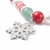 Natural Green Aventurine & Mashan Jade & Shell Pearl Stretch Bracelet with Christmas Snowflake Alloy Charm BJEW-TA00089-5