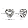 Alloy Heart Slide Charms with Grade A Rhinestones ALRI-R034-06-4