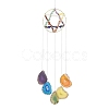 Brass Wire Wrapped Chakra Natural Gemstone Chips Hanging Ornaments AJEW-B028-01G-01-1