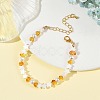 Natural Freshwater Shell Star & Shell Pearl & Natural Amber Chip Beaded Bracelets BJEW-JB14321-1