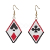Handmade Glass Seed Beads Rhombus Dangle Earrings EJEW-MZ00631-1