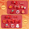 Chinese New Year Bowknot Flower Cloth Alligator Hair Clips Set OHAR-WH0021-31C-4