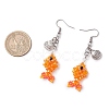 Fish with Shell Shape 304 Stainless Steel Glass Beads Dangle Earrings EJEW-MZ00436-3