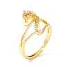 Clear Cubic Zirconia Initial Letter with Crown Adjustable Ring RJEW-M139-17Z-1