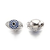 Medium Blue Cubic Zirconia Horse Eye Hinged Hoop Earrings EJEW-G321-22P-2