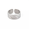 Non-Tarnish 304 Stainless Steel Textured Open Cuff Ring for Women RJEW-S405-165P-1