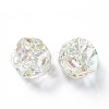 UV Plating Rainbow Iridescent Acrylic Beads OACR-H015-09-2