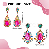 2 Pairs 2 Style Rhinestone Teardrop & Rectangle Dangle Stud Earrings EJEW-AN0002-98-2