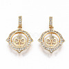 Brass Micro Pave Clear Cubic Zirconia Peg Bails Pendants KK-T062-13G-NF-1