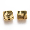 Tibetan Style Alloy Square Carved Stripes Beads TIBEB-5602-AG-LF-2