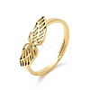 Ion Plating(IP) 304 Stainless Steel Hollow Wings Adjustable Ring for Women RJEW-L107-033G-1
