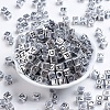 Antique Silver Plated Large Hole Acrylic European Beads PACR-Q099-01-2