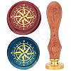 Brass Wax Seal Stamp with Wood Handle AJEW-WH0412-0030-1