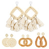 4 Pairs 4 Styles Rattan Dangle Stud Earrings EJEW-SP0001-16C-6