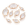 Brass with Glass Links/Connector Charms GLAA-T027-10-1