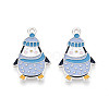 Rack Plating Alloy Enamel Penguin Pendants ENAM-T024-76A-P-1