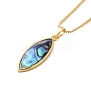 Rack Plating Natural Paua Shell Pendants Necklace NJEW-B104-01G-2