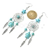 Web with Feather Alloy Chandelier Earrings EJEW-JE05464-01-2