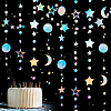 4Pcs 4 Style Iridescent Paper Glitter Circle Star Garland AJEW-PH0004-59-2