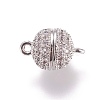 Brass Micro Pave Cubic Zirconia Magnetic Clasps with Loops ZIRC-G097-01P-1