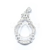 Anti-Tarnish Rhodium Plated 925 Sterling Silver Pendant Cabochon Open Back Settings STER-P044-02P-3