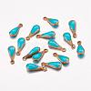 Antique Golden Plated Brass Enamel Teardrop Charms KK-Q571-01C-1