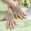 2Pcs Brass Rhinestone Chain Finger Rings Bracelet BJEW-ME0001-01S-4