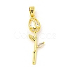 Rose Flower for Valentine's Day Golden Rack Plating Brass Micro Pave Cubic Zirconia Pendants KK-R153-01B-G-1