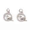 Brass Micro Pave Cubic Zirconia Bird Charms KK-E068-VB315-2