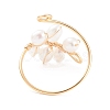 Copper Wire Wrapped Natural Cultured Freshwater Pearl Cuff Rings for Women RJEW-JR00438-5