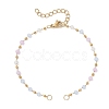 Handmade 304 Stainless Steel and Faceted Rondelle Glass Beaded Chain Bracelet Making AJEW-JB01476-02-1