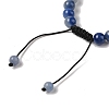 8mm Round Dyed & Heated Natural Blue Aventurine Braided Bead Bracelets BJEW-C067-01B-16-4