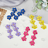 4 Pairs 4 Colors Alloy Flower Dangle Stud Earrings for Women EJEW-FI0002-99-4