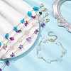 Natural & Synthetic Mixed Gemstone Chips Beaded Link Chain Bracelet BJEW-JB09972-2