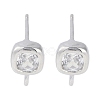Brass Pave Clear Cubic Zirconia Stud Earring Findings KK-F875-01P-1