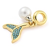 Rack Plating Alloy Pave Rhinestone Fishtail European Dangle Charms FIND-B034-22G-02-2