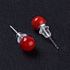 Round Lampwork Ball Stud Earrings EJEW-F247-01-4