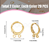 40Pcs 2 Color 2-hole Rack Plating Eco-friendly Brass Huggie Hoop Earring Findings KK-FH0006-63-2