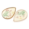 Brass & Transparent Epoxy Resin & Dried Flower Pendants RESI-G133-02G-3