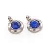 Trendy Original Color 304 Stainless Steel Grade A Rhinestone Flat Round Charm Pendants RB-M030-06O-1