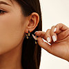 Natural Obsidian Beaded Hoop Earrings EJEW-L294-003G-01-3