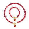 2Pcs 2 Styles ABS Plastic Imitation Pearl Necklaces & Bracelets Sets for Women SJEW-FS00006-1