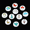 Printed Natural Wood Pendants WOOD-T021-55-1