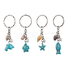Synthetic Turquoise & Shell Pendant Keychain KEYC-JKC00653-1