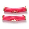Brass Micro Pave Clear Cubic Zirconia Tube Beads KK-B028-21G-D-1