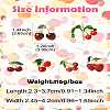 6Pcs 6 Styles 3D Resin Cherry Brooch Pin with Rhinestone JEWB-CJ0001-32-8