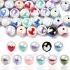 100Pcs Two Tone UV Plating Opaque Acrylic Beads OACR-CJ0001-34-1