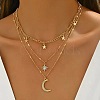 Moon Star Alloy Crystal Rhinestone Pendant 3 Layer Necklaces for Women FS-WG5D7AF-01-2